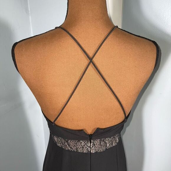 Aidan Mattox Evening Gown Mesh Lace Cutout Sleeveless Criss Cross Back Women’s 2 - Picture 4 of 12